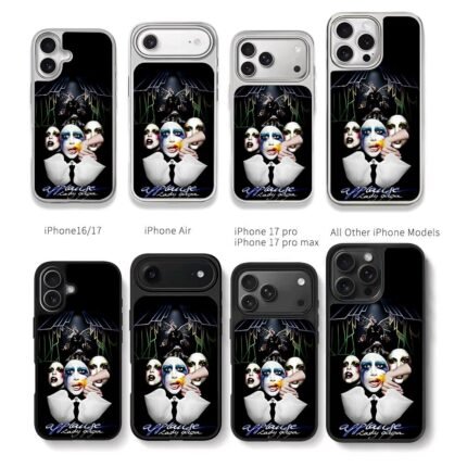 Lady Gaga Applause stage makeup art Chris Brown Phone Case Black Electroplated Silver For Iphone 11 To 17