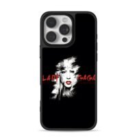 Lady Gaga portrait with red text iPhone 16 Pro Max Black Case