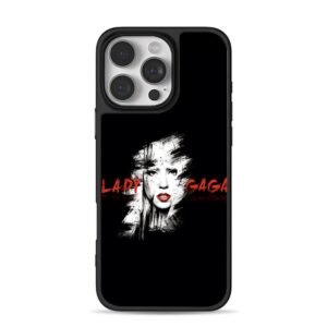 Lady Gaga portrait with red text iPhone 16 Pro Max Black Case