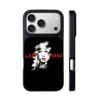 Lady Gaga portrait with red text iPhone 17 Pro Max Black Case