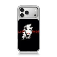 Lady Gaga portrait with red text iPhone 17 Pro Max Electroplated Silver Case1