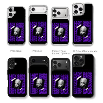 Lady Gaga repeated purple text Chris Brown Phone Case Black Electroplated Silver For Iphone 11 To 17