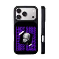 Lady Gaga repeated purple text iPhone 17 Pro Max Black Case