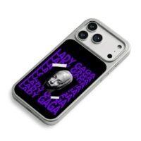 Lady Gaga repeated purple text iPhone 17 Pro Max Electroplated Silver Case2