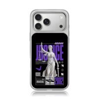 Lady Justice street justice 2002 iPhone 17 Pro Max Electroplated Silver Case1