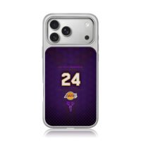 Lakers 24 Kobe Black Mamba design iPhone 17 Pro Max Electroplated Silver Case1