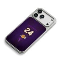 Lakers 24 Kobe Black Mamba design iPhone 17 Pro Max Electroplated Silver Case2