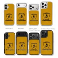 Lamborghini bull on yellow leather Chris Brown Phone Case Black Electroplated Silver For Iphone 11 To 17