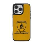 Lamborghini bull on yellow leather Phone Case for iPhone 11-17 & Samsung Galaxy S24-S26