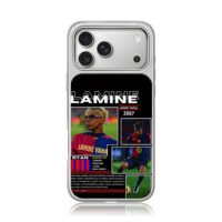 Lamine Yamal Barca football collage iPhone 17 Pro Max Electroplated Silver Case1