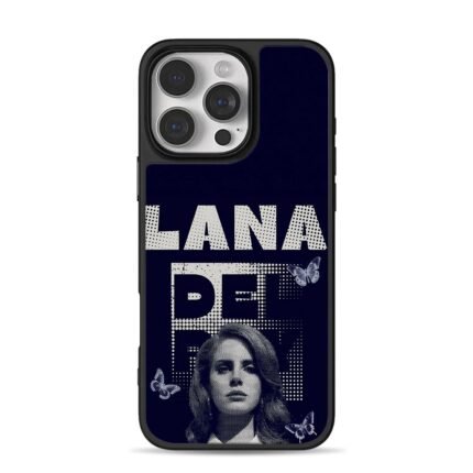 Lana Del Rey art butterflies navy iPhone 16 Pro Max Black Case