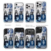 Lana Del Rey blue collage Chris Brown Phone Case Black Electroplated Silver For Iphone 11 To 17
