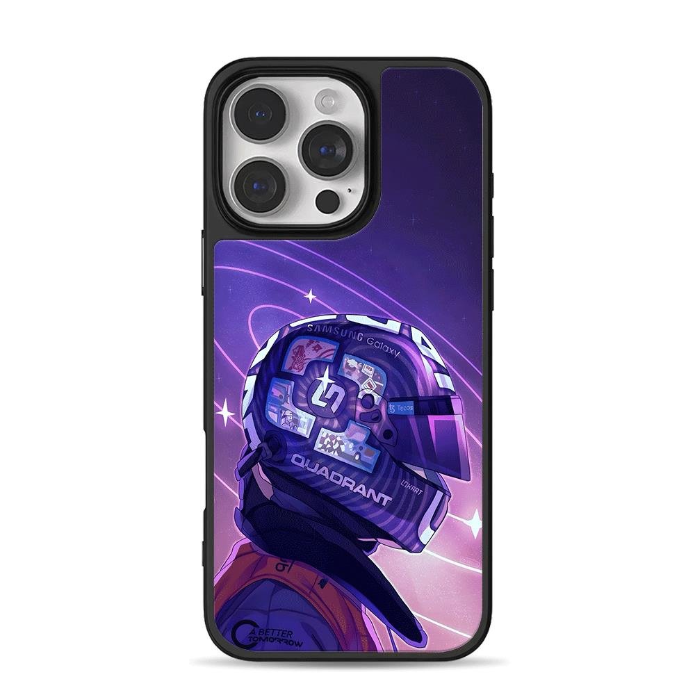 Lando F1 Purple Galaxy Helmet iPhone 16 Pro Max Black Case Lando F1 Purple Galaxy Helmet Phone Case for iPhone 11-17 & Samsung Galaxy S24-S26 - Image 1