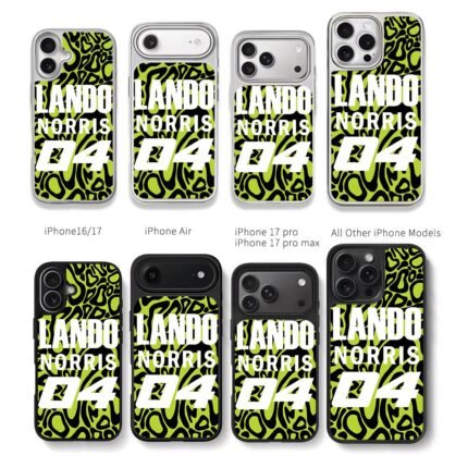 Lando Norris 04 neon black lime pattern Chris Brown Phone Case Black Electroplated Silver For Iphone 11 To 17