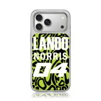 Lando Norris 04 neon black lime pattern iPhone 17 Pro Max Electroplated Silver Case1