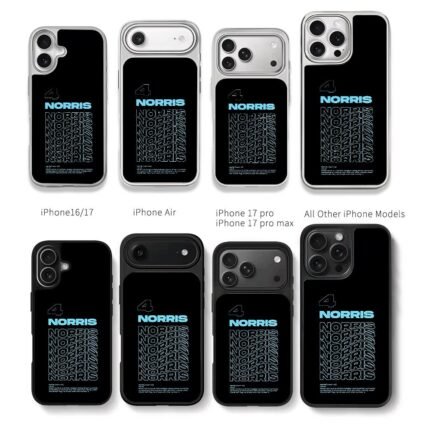Lando Norris F1 4 repeated text art Chris Brown Phone Case Black Electroplated Silver For Iphone 11 To 17