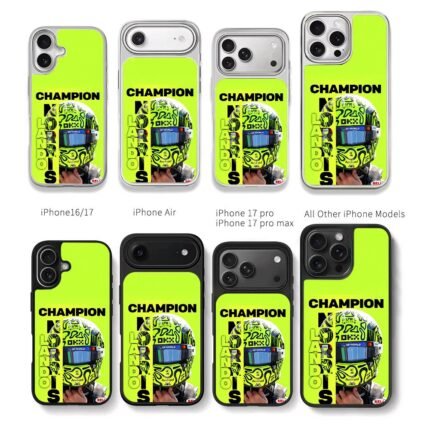 Lando Norris F1 champion racing helmet Chris Brown Phone Case Black Electroplated Silver For Iphone 11 To 17