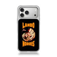 Lando Norris F1 driver with his helmet iPhone 17 Pro Max Electroplated Silver Case1