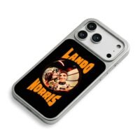 Lando Norris F1 driver with his helmet iPhone 17 Pro Max Electroplated Silver Case2