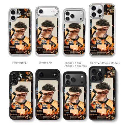 Lando Norris McLaren F1 collage Chris Brown Phone Case Black Electroplated Silver For Iphone 11 To 17