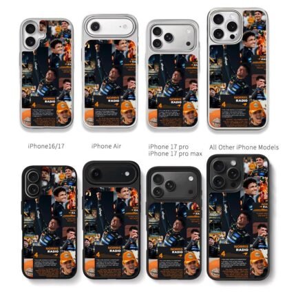 Lando Norris McLaren F1 win collage Chris Brown Phone Case Black Electroplated Silver For Iphone 11 To 17