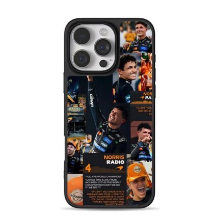 Lando Norris McLaren F1 win collage iPhone 16 Pro Max Black Case