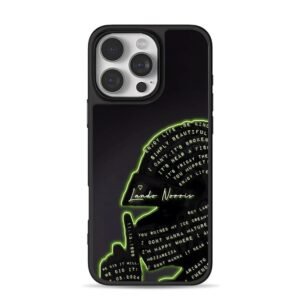 Lando Norris neon text silhouette iPhone 16 Pro Max Black Case