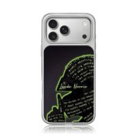 Lando Norris neon text silhouette iPhone 17 Pro Max Electroplated Silver Case1