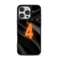 Lando Norris orange 4 on black silk iPhone 16 Pro Max Black Case