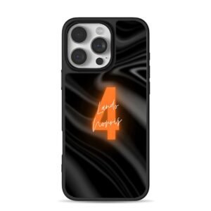 Lando Norris orange 4 on black silk iPhone 16 Pro Max Black Case