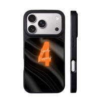 Lando Norris orange 4 on black silk iPhone 17 Pro Max Black Case