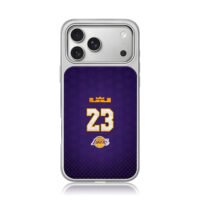 Lebron James Lakers 23 crown jersey iPhone 17 Pro Max Electroplated Silver Case1