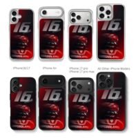 Leclerc F1 Ferrari racing helmet 16 Chris Brown Phone Case Black Electroplated Silver For Iphone 11 To 17