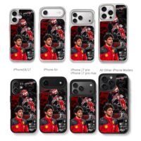 Leclerc Ferrari F1 collage Chris Brown Phone Case Black Electroplated Silver For Iphone 11 To 17