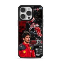 Leclerc Ferrari F1 collage iPhone 16 Pro Max Black Case