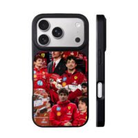 Leclerc Ferrari F1 collage iPhone 17 Pro Max Black Case