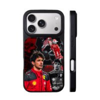 Leclerc Ferrari F1 collage iPhone 17 Pro Max Black Case