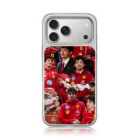 Leclerc Ferrari F1 collage iPhone 17 Pro Max Electroplated Silver Case1