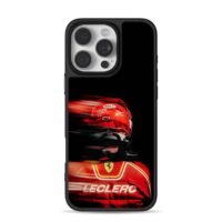 Leclerc Ferrari F1 race helmet iPhone 16 Pro Max Black Case