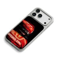 Leclerc Ferrari F1 race helmet iPhone 17 Pro Max Electroplated Silver Case2