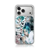 Lee Felix blue hair collage iPhone 17 Pro Max Electroplated Silver Case1