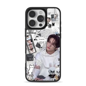 Lee Know Stray Kids SKZOO collage iPhone 16 Pro Max Black Case