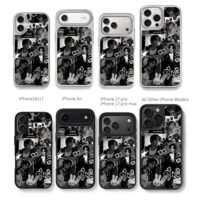 Lee Minho black white collage bunny Chris Brown Phone Case Black Electroplated Silver For Iphone 11 To 17