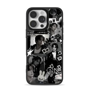 Lee Minho black white collage bunny iPhone 16 Pro Max Black Case
