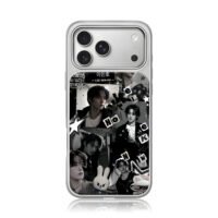 Lee Minho black white collage bunny iPhone 17 Pro Max Electroplated Silver Case1