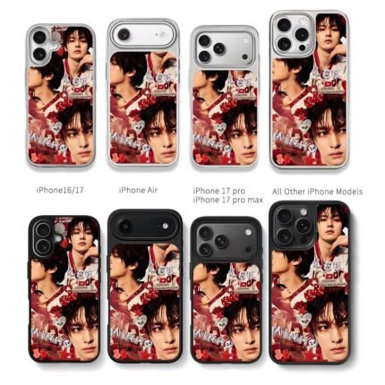Lee Minho skz collage red decor Chris Brown Phone Case Black Electroplated Silver For Iphone 11 To 17