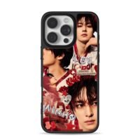 Lee Minho skz collage red decor iPhone 16 Pro Max Black Case