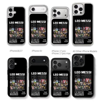 Leo Messi GOAT football collage Chris Brown Phone Case Black Electroplated Silver For Iphone 11 To 17