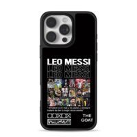 Leo Messi GOAT football collage iPhone 16 Pro Max Black Case