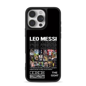 Leo Messi GOAT football collage iPhone 16 Pro Max Black Case